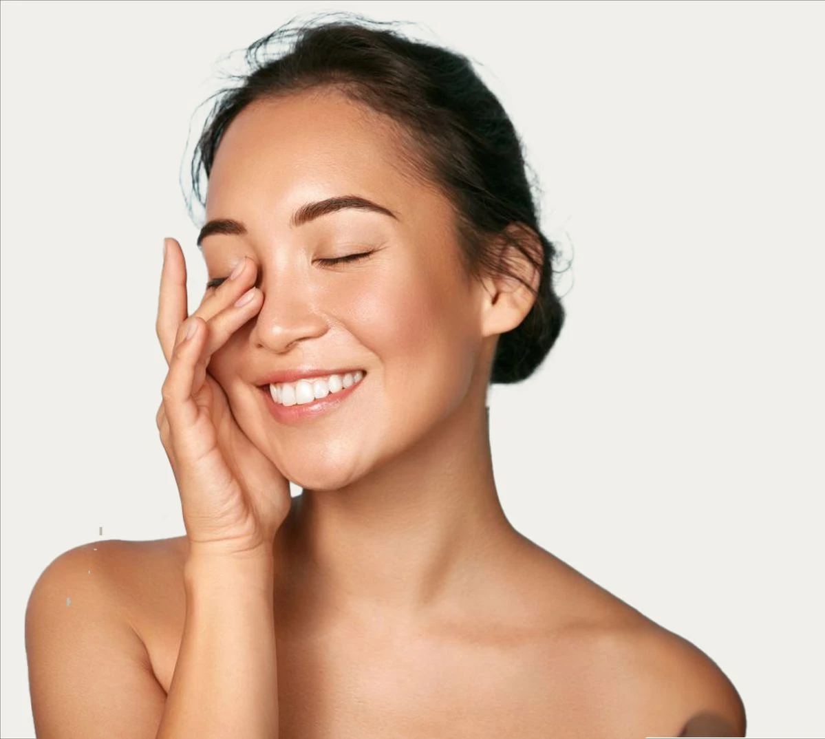 Smiling woman with fresh, glowing skin