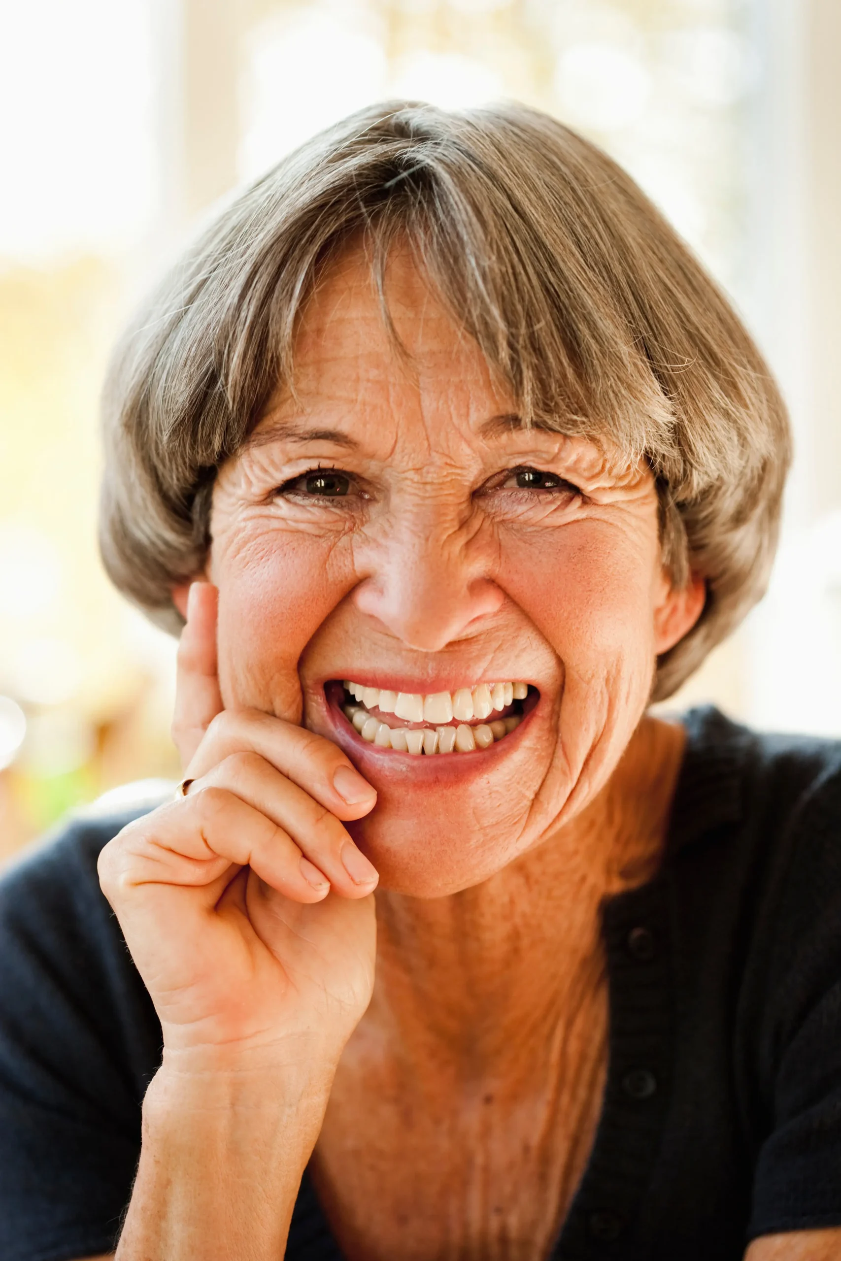 Cheerful senior woman smiling