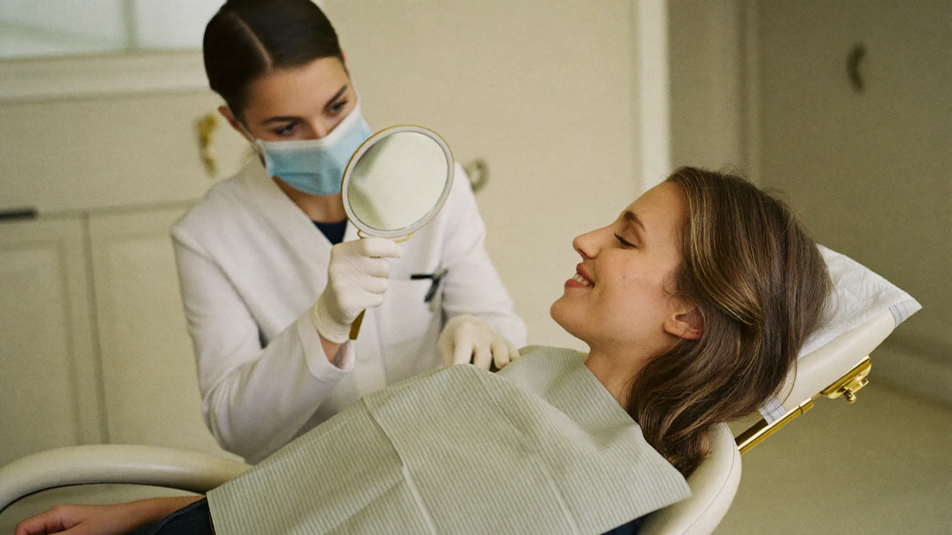 Dentist checking a patient's teeth during a check-up