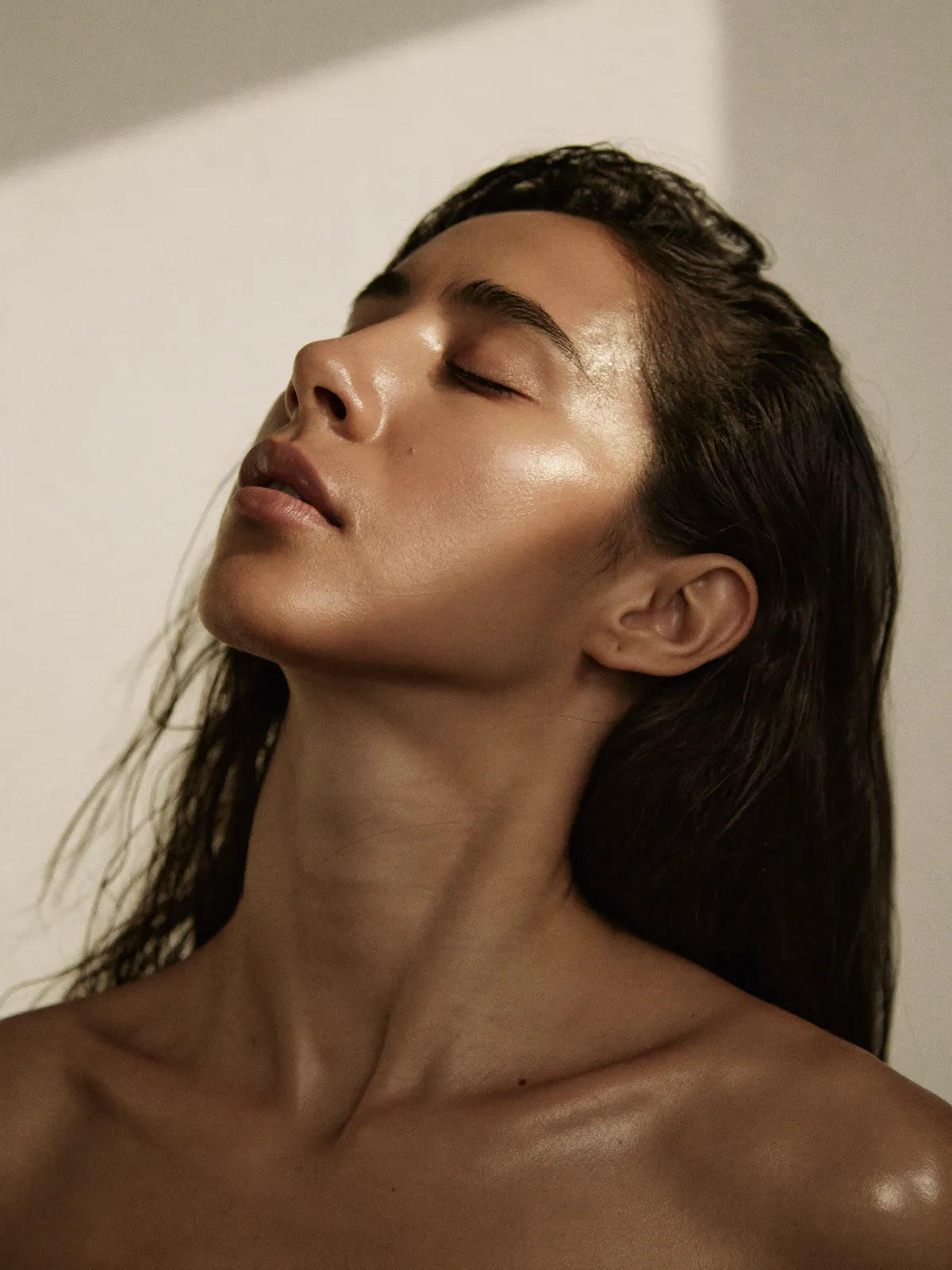 Woman with glowing, hydrated skin