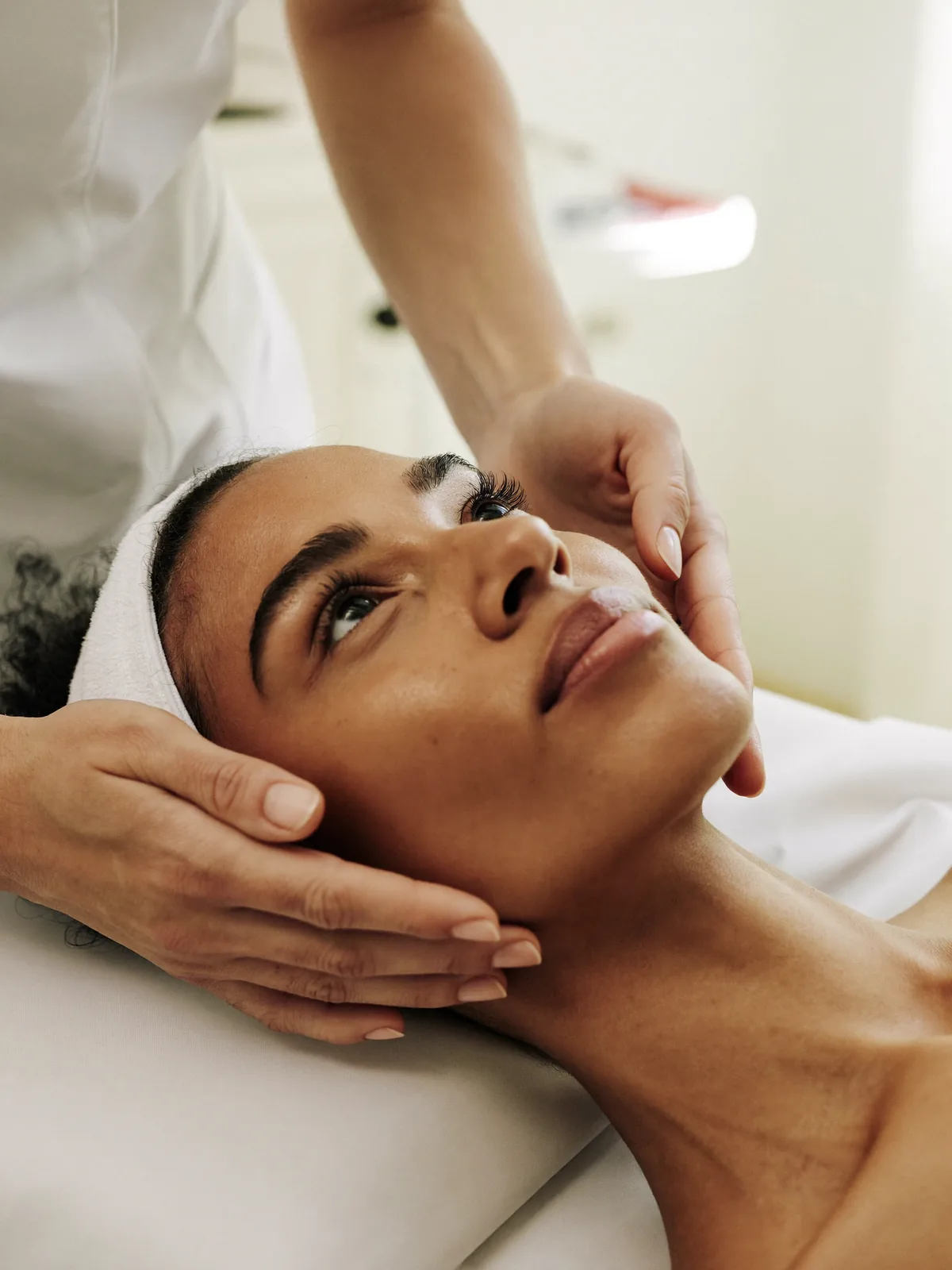 Woman enjoying a facial treatment