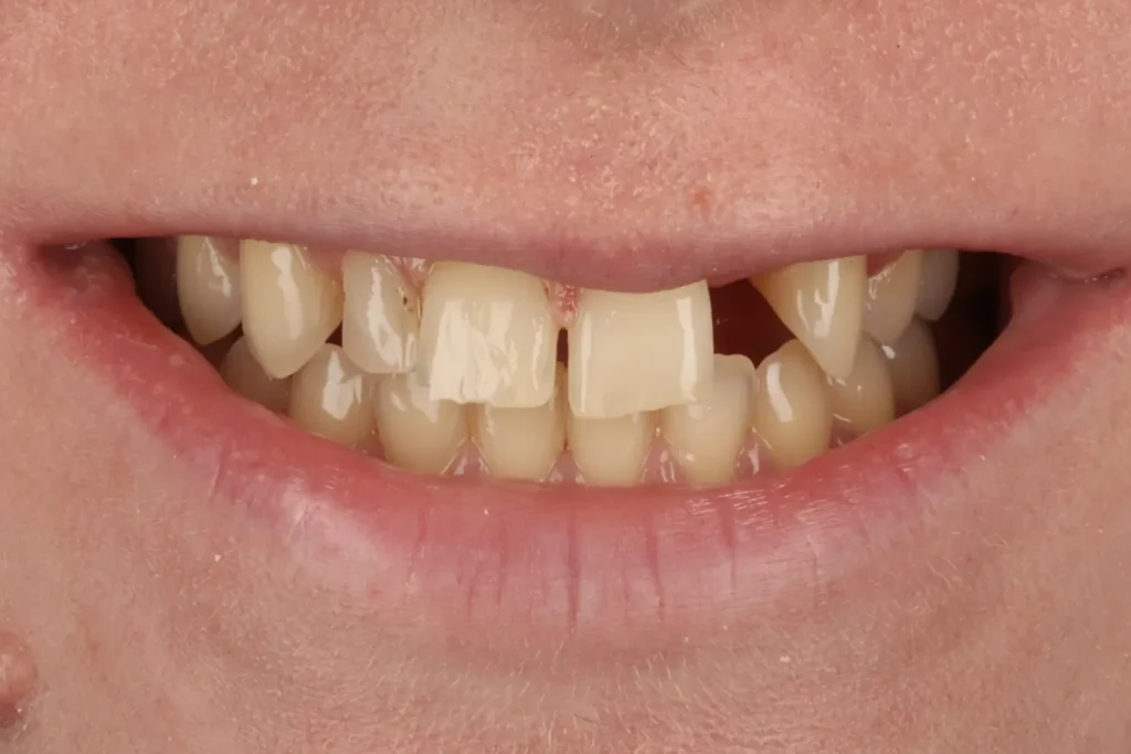Before Missing Tooth Bridge and Composite Bonding treatment at The Dental Edit